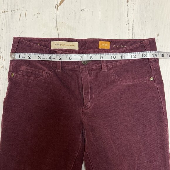 Pilcro Corduroy Pants 27 Burgundy Skinny Straight Anthropologie Fall Essential - Picture 9 of 12